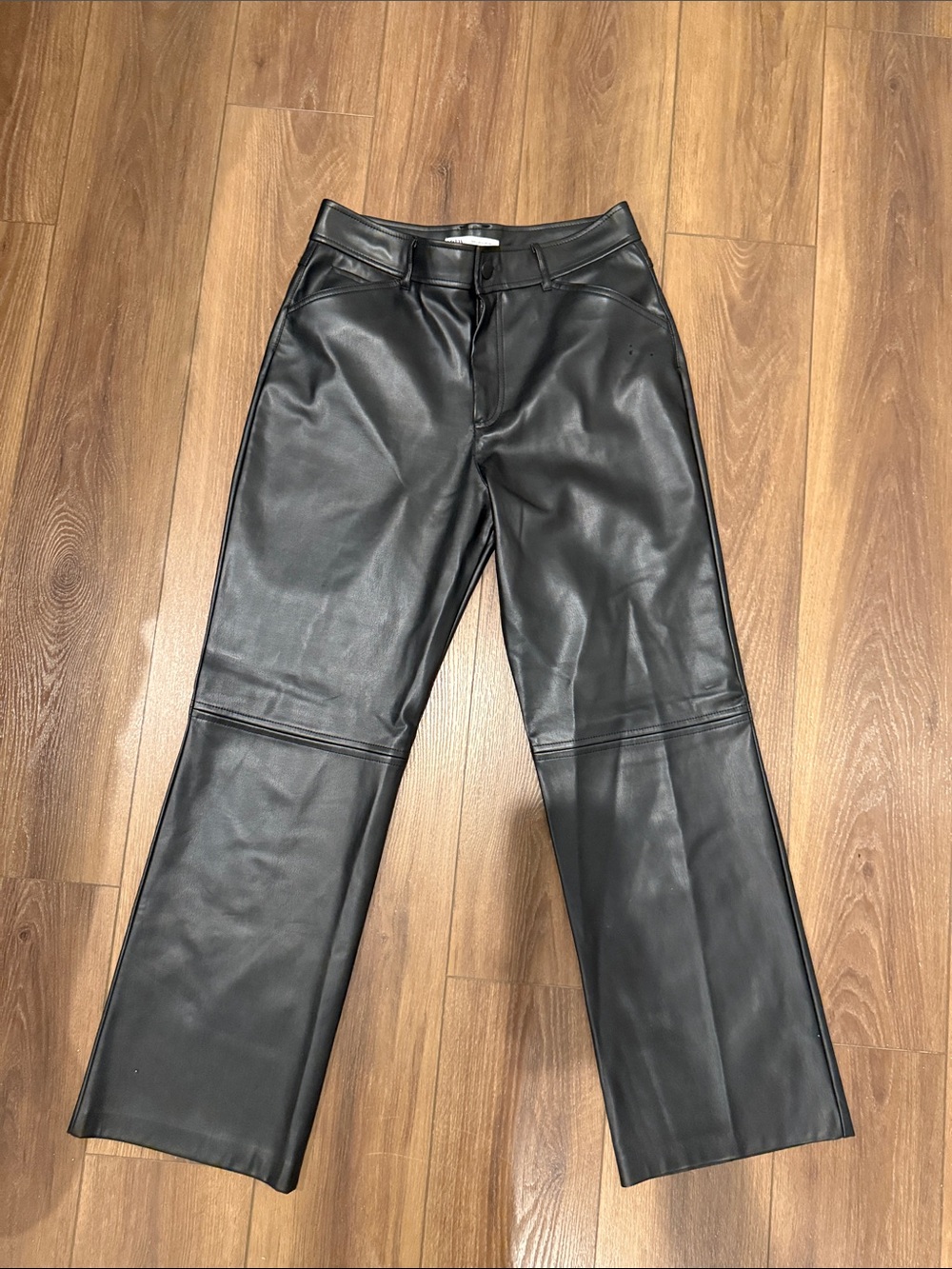 Zara Black Faux Leather Boot Cut Pants